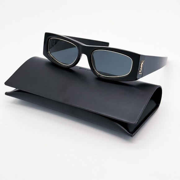 NEW SAINT LAURENT SL M140 RIM 001 SUNGLASSES WOMEN BLACK SQUARE SLM140 RIM 001 - Picture 1 of 8